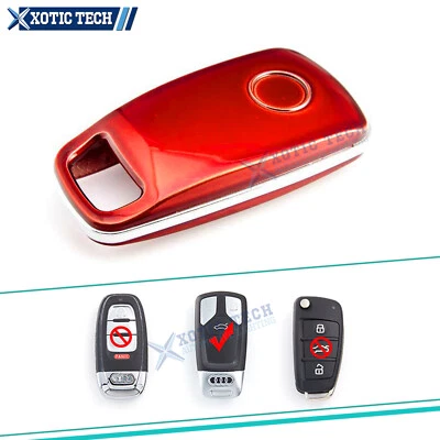 Set Glossy Red Smart Key Cover FOB Shell For Audi 2017 2018 2019 A4 A5 Q5 Q7 TT - Image 1 of 4