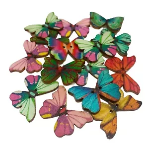 30 Wooden Butterfly Mixed Buttons Art Craft Sew Cards **Fast UK Post** - Picture 1 of 1