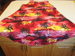 NWT Sunny Island Womens Dress Floral Island Tank Hawaiian Palm Tree Sunset Aloha - Picture 1 of 6