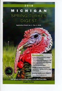 Michigan DNR Spring Wild Turkey 2018 licencia de guía de digestión - parche Michigan Ciervo - Imagen 1 de 1