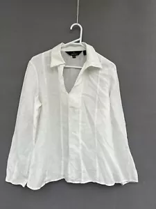 🌟 PAULA RYAN WHITE VISCOSE STRETCH shirt Tee Top Blouse S 10 - Picture 1 of 3
