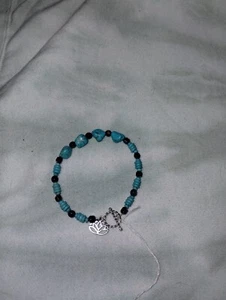Turquoise Howlite, Amethyst, Hematite, And Sterling Silver Bracelet - Picture 1 of 4