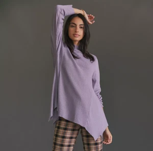 ANTHROPOLOGIE T.La LAVENDER LONG SLEEVE THERMAL WAFFLE MOCK NECK TUNIC TOP XL - Picture 1 of 5