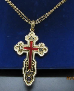 CAMROSE & KROSS JACQUELINE KENNEDY REVERISIBLE SAVE & PROTECT CROSS NECKLACE NIB - Picture 1 of 6