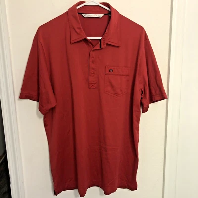 Camisa Polo Travis Mathew Para Hombres L Manga Corta Bolsillo Rojo Oxidado Golf Foto 1 de 4