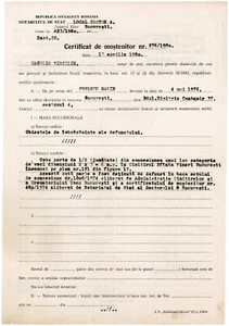 Romania, 1980, Vintage Inheritance Certificate - Revenue Fiscal Stamps - Picture 1 of 2