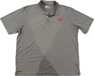 Mustang Polo Shirt Grey Striped Collared With Red Horse Men’s Size XL - Image 1 of 4