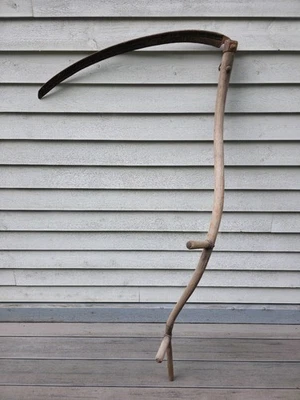 GRAN Guadaña de Heno Antigua DE COLECCIÓN HOJA LARGA 60" Alto 32" Hoja Foto 1 de 4