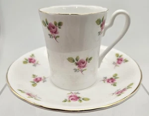 Set piattini tazza vintage Royal Grafton England rosa floreale osso Cina Demitasse - Foto 1 di 10