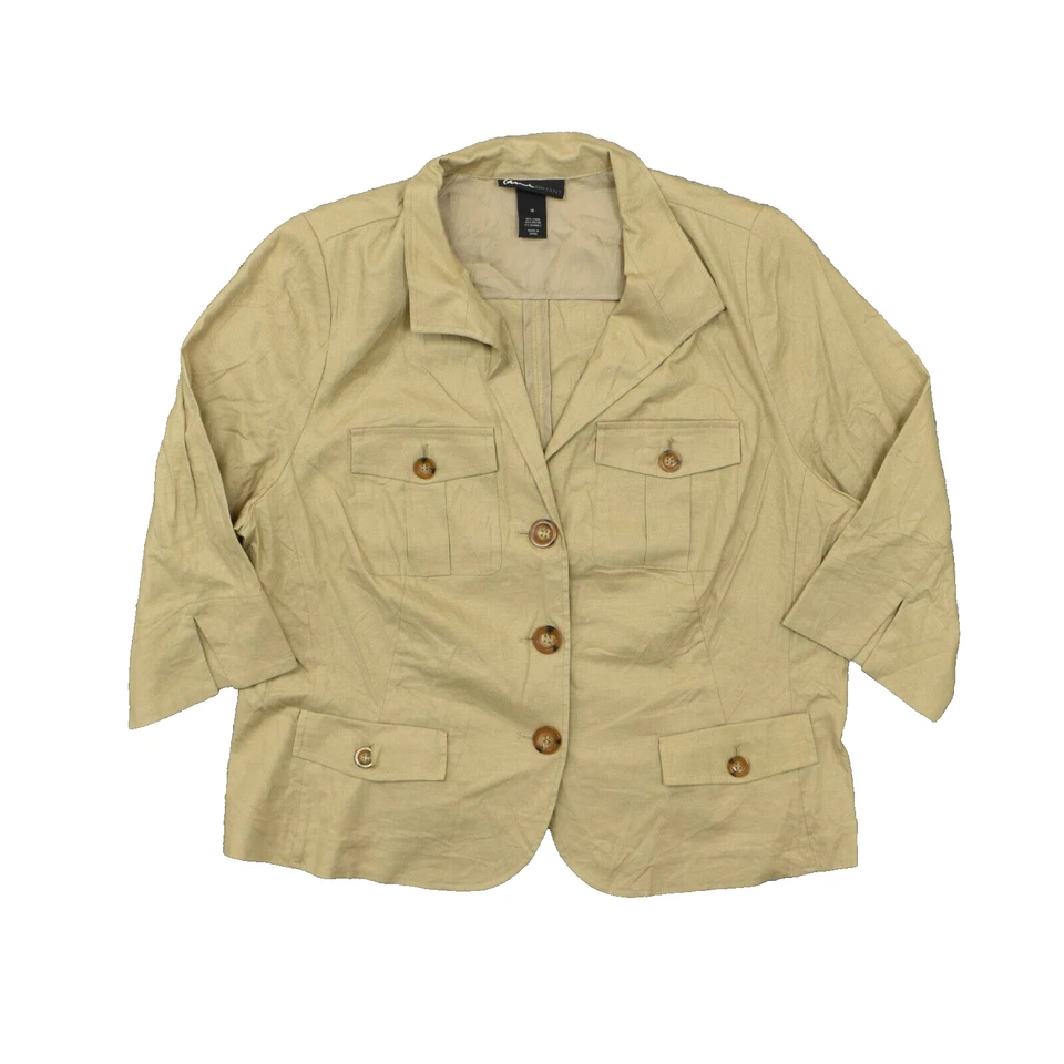 Blazer para mujer Lane Bryant talla 16 tres botones beige manga 3/4 lino liso Foto 1 de 4