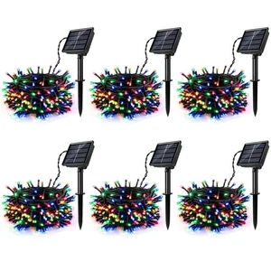 [Paquete de 6] Cadena de luces solares multicolores, 236 pies 600 LED luz solar centelleante... - Imagen 1 de 9
