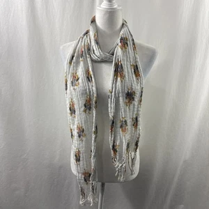 Vintage Aerie Y2K grau bunt Blumen Schal 80”X 13” - Bild 1 von 6