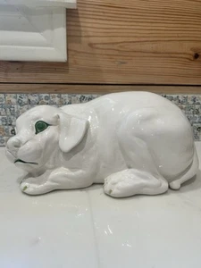 Vintage MCM Giovanni Ronzan "White Dog" Enameled Porcelain Sculpture - Picture 1 of 8