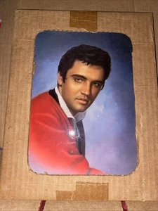Vintage Elvis Presley Color Lacquered Wood Frame Plaque - Picture 1 of 3