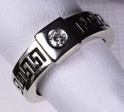 Banda/anillo Versace oro blanco 18k llave griega diamante talla pequeña 3 Foto 1 de 4