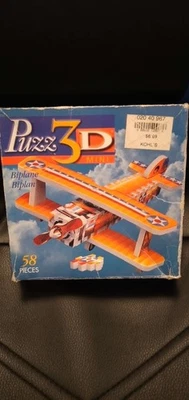 Puzz-3D Miniature Biplane Puzzle 58 Pieces 1999 Hasbro Wrebbit  - Image 1 of 3