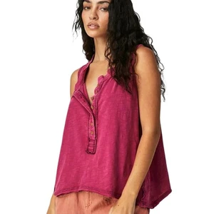 WE THE FREE PEOPLE Josie Henley Tank Top Rosa Small Boho Sommer Oversized - Bild 1 von 9