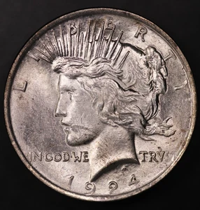 1924 PEACE DOLLAR-FRESH FROM AN OLD COLLECTION-LOT 9239 - Picture 1 of 2