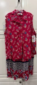 Vtg NWT NOS Sun River Womens 2X Red & Blue  Pleated Skirt Set Country Woman  - Picture 1 of 6