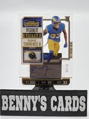 2023 Contenders Football Clear Gold Rookie Ticket Auto /10 RC Rashad Torrence II - Image 1 of 4