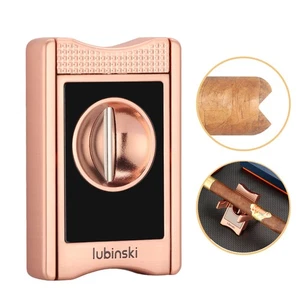 Cortador de cigarros de acero inoxidable Lubinski afilado Vcut soporte de cigarrillo bolsillo viaje - Imagen 1 de 8