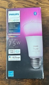 Philips Hue White Color 75W 1100 Lumen Smart Bulb W/O BOX 9290024687 latest gen - Picture 1 of 4