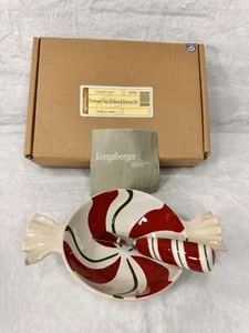 Neu im Karton Longaberger Keramik Urlaub Pfefferminz Twist Dip Schüssel & Messer Streuer Set - Bild 1 von 17