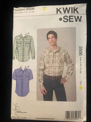 Men's Western Shirts Sewing Pattern~Long or Short Sleeves (S-XXL) Kwik Sew 3506 - Image 1 of 3