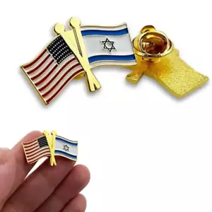 U.S. American Flag and Israeli Flag of Israel Lapel Pin FREE USA SHIPPING SHIPS - Picture 1 of 1