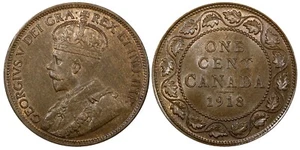 Canada George V Bronze 1918 1 Large Cent UNC KM# 21 (24 056) - Picture 1 of 3