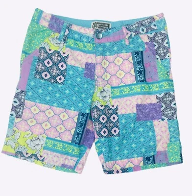 ROUTE 66 Girls Youth Turquoise Purple Patchwork Shorts ~ Size 12 1/2 - Image 1 of 4