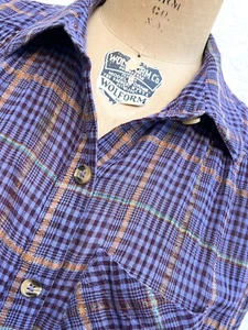 Camisa a cuadros de algodón Free People de gran tamaño púrpura arrugada texturizada algodón talla pequeña - Imagen 1 de 20