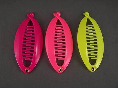 Yellow Neon Pink set pack of 3 small banana hair clips comb plastic 3.75" long - Image 1 of 4