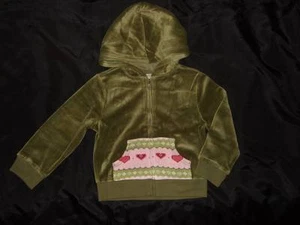 NWT Gymboree GINGERBREAD GIRL Green velour full-zip hoodie jacket ~ Girls XS 3 4 - Picture 1 of 1