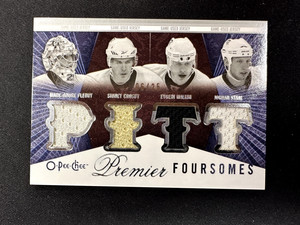 09/10 OPC Premier Foursomes Fleury Crosby Malkin Staal Games Used Relic #/25