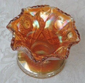 Imperial Marigold Carnival Art Glass Punch Bowl Base Coppa Vaso Vintage c1900 - Picture 1 of 6