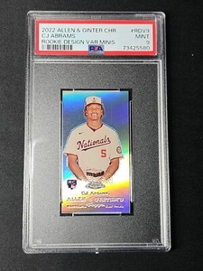 CJ Abrams PSA 9 RC Rookie Minis Refractor 22 Topps Chrome Allen Ginter Nationals
