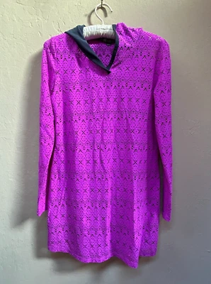 Traje de baño de playa Title Nine XS púrpura con ojales túnica elástica con capucha Foto 1 de 4