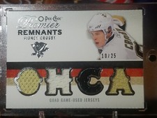SIDNEY CROSBY O-PEE-CHEE OPC PREMIER REMNANTS QUAD GAME-USED JERSEYS PATCH 10/25