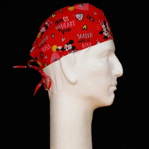Valentine's Day Mickey & Minnie Sealed With a Kiss Theme Scrub Hat - Picture 1 of 1