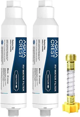 AQUA CREST RV Inline Hose Water Filter, Garden and Camper, with Hose Protector - Image 1 of 4