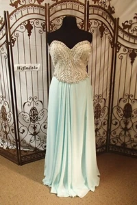 V664  TERANI ICE BLUE SZ 20 $405 BEADED CORSET  FORMAL PROM  NEW GOWN DRESS - Picture 1 of 14