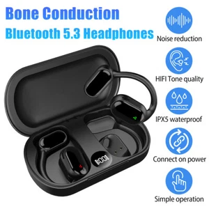 Bone Conduction Headphones Bluetooth 5.3 Wireless Outdoor Earbuds Sport Headset - Photo 1 sur 18