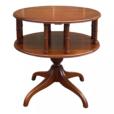 Vintage Pennsylvania House Traditional Solid Cherry Round Pedestal Side Table - Image 1 of 4