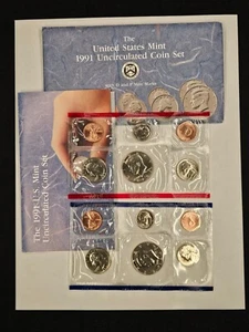 1991 P&D US Mint Set envelope & COA, 10 Coin - Picture 1 of 1