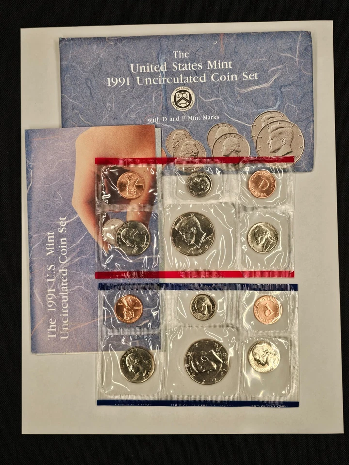1991 P&D US Mint Set envelope & COA, 10 Coin - Image 1 of 1