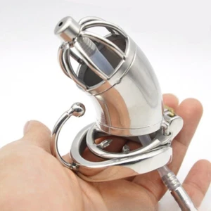 Stainless Steel Male Chastity Cage Device Metal Men Locking Belt Restraint New - Picture 1 of 4