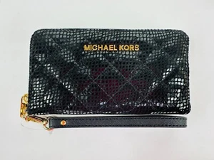 Michael Kors Susannah Large Coin Wallet Multi Function Phone Cased Black Leather - Picture 1 of 7
