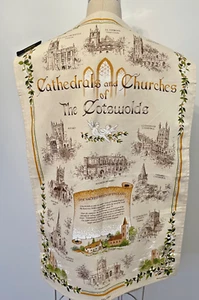 Cathedrals & Churches Of The Cotswolds- Tea Towel Linen- NWT -Made in Britain - Picture 1 of 4