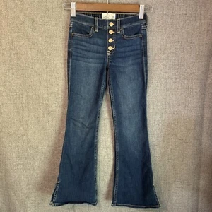 Abercrombie Kids High Rise Flare Pants 5/6 Long Split Hem FauxButton Fly Stretch - Picture 1 of 10